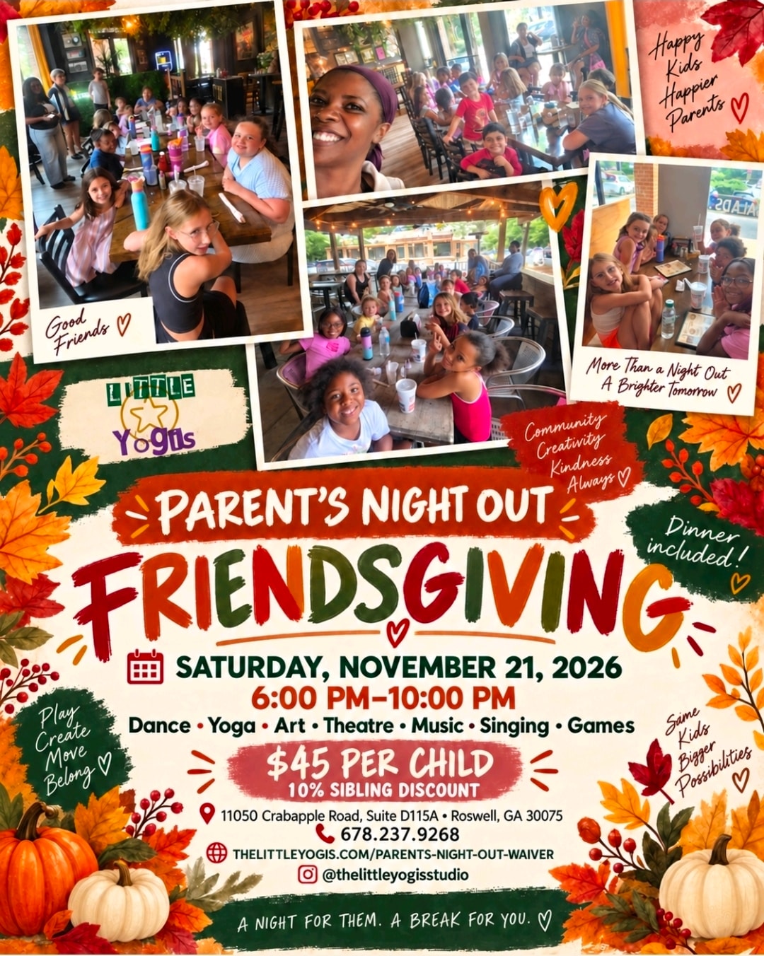 Friendsgiving Parents Night Out — November 21, 2026